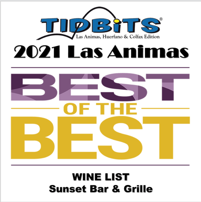 Sunset Bar & Grille voted wine list bar in Trinidad, Colorado